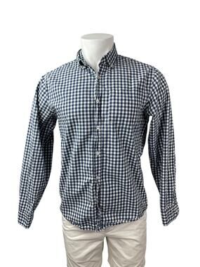 Chor Clothing Co Men's Blue Gingham Check Long Sleeve Button Down Shirt Top M